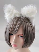 Women Girl Fluffy Fur Cat Kitty fox Bear Costume Ear Party Hair head band Hoop White