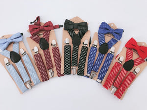 Children Party Costume Wedding Pants Dots Kids Suspender Brace Belt Clip Bowtie