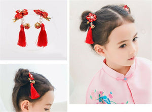 Girls Kids Children Chinese Japanese QIPAO Kimono Han Costume match hair Clips