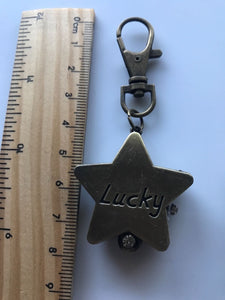 1PC Girls Boy Lady Car or Lucky Star Keyring Key Ring Pocket Watch Novelty Gift lucky star watch