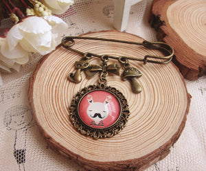 1 Women Girl Beard Retro Vintage Look Cameo Scarf Collar Hat brooch Brooche Pin