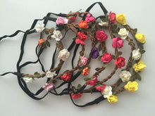 Women Girl Flower Fairy Bohemian Braid Beach Tiara Crown Suede hair headband