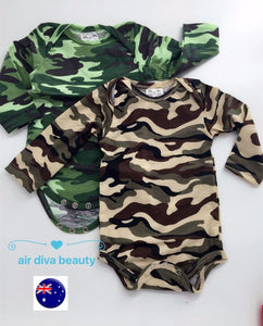 Boy Kid Baby Army Military Party Camouflage Green Camo Romper Bodysuit PROP