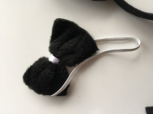 Lady Girl Boy Kids Cat Kitty Costume Ear Tail bowtie Party Hair head band 3 set