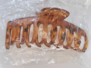 Women Easy Tie up Leopard Black Acetate Tie Up Hair Claw Clip Accessory Clamps Matte Brown Leopard
