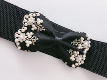 Women Lace Pearl Gorgeous Ribbon Bow Elastic Stretch Dress Waist Band Wrap Belt