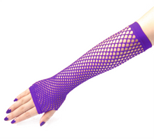 Women Girl Long Fingerless Net Fishnet Mesh Wrist Arm Dance disco Party Gloves