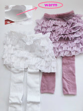 Girl Kids Winter Warm Fleece Plush Lace Tutu Skort Skirt Tights Stockings 2-6 yr