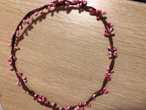 Women Flower Girl beach Boho Seeds Berry Hair head Headband Tiara Garland Pink Seed Headband