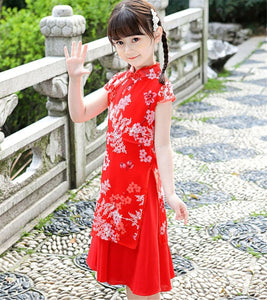 Girl Chinese New Year Asian Traditional Han QIPAO Costume Tunic Summer Dress