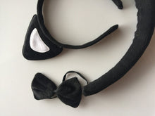 Lady Girl Boy Kids Cat Kitty Costume Ear Tail bowtie Party Hair head band 3 set