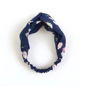 Women Retro look Boho bohemian floral Cross Twist scarf Hair head band bandana