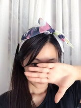 Women Lady Navy Fancy Retro big bow scarf party Hair head band Elastic HEADBAND
