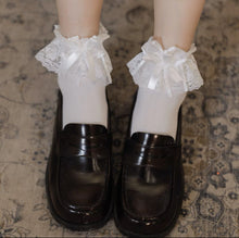 Women Teen Girl Ankle Fancy Fairy Retro Lace Ruffle frilly Bow Short dress Socks