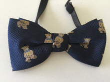 1x Boys Kids Children Party Wedding Dance Silk bow tie Necktie bowtie Navy Base Beige bear