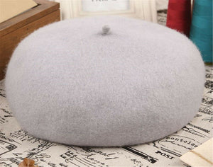 Women Thick Wool blend Winter Warm French Artist Round Beret hat Cap Beanie