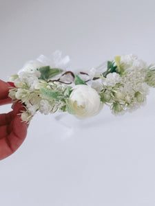 Newborn Baby Girl kid Party White Flower Rose Halo Hair Tiara headband Garland