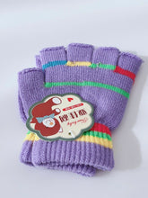 Girls Boys Kids Party Warm Knit Half Fingerless Ski Dance SHORT Gloves Mittens Light Purple Gloves