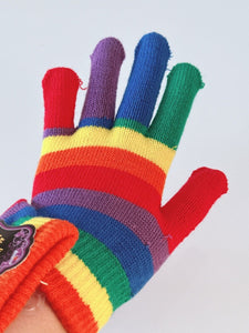 Kids Boys Girls Children Rainbow Colorful Knit Mitten SHORT Gloves 4-12 Years