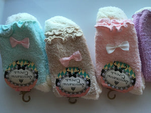Women Girl Fancy Retro Fluffy frilly princess thermal Fleece warm Short Socks