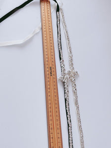 Women Crystal Rhinestone Pearl Cross Prom Wedding Waist Dress Belt Waistband