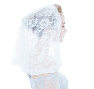 Black White Simple Wedding Short head Lace Blush Veil Mantilla Shawl Pure White Veil