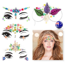 Women Crystal Acrylic Bling Gems Shell Fairy Fancy Face Eye Sticker makeup art