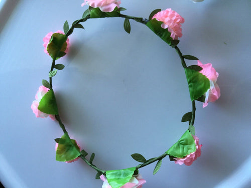 Women Girl Flower princess Bohemian Bride Wedding Beach hair headband PROP Pink