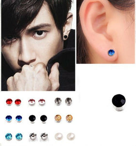 Men Lady Fake MAGNETIC Crystal Rhinestone Pearl NO Piercing ear studs Earrings