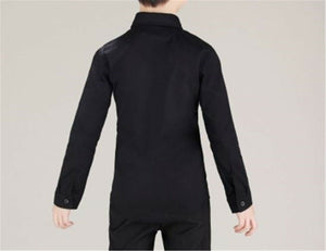 Page Boy Children Party Wedding Long sleeves Plain Black Formal Shirt