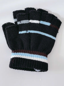 Girls Boys Kids Party Warm Knit Half Fingerless Ski Dance SHORT Gloves Mittens Black Gloves