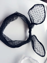 Women Girl Retro Lace Dots Wire Bunny Ear adjustable bow scarf Hair head band