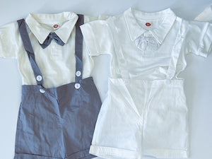 Boy Baby Children Short Sleeves Wedding Formal Romper Shirt Pants Outfits suits