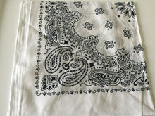 Women Men Retro Hip hop Cotton biker dance Paisley Bandana Hair Headband Wrap WHITE