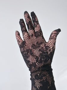 Women Girl 70' 80' Long Net Fishnet Mesh Wrist Arm Dance disco Party Gloves