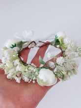 Newborn Baby Girl kid Party White Flower Rose Halo Hair Tiara headband Garland