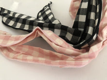 Women Girl Check Wire Bunny Ear adjustable bow scarf Hair head band Wrap