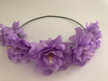 Women Fabric Flower Boho Party festival Crown hair head band headband Garland Purple