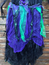 Women Lady Halloween Party Black Purple Velvet Witches Long Costume Dress AU6 10