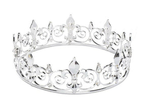 King Queen Round Proper Tiara – Royal Crystal Crown for Party & Special Occasions