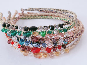 1x Women Girl Lady Colorful Crystal Beads Rhinestone Look Headband Hair Band