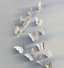 12PC Christmas Wedding Gold Silver Butterfly Party Wall Sticker Home Decorations