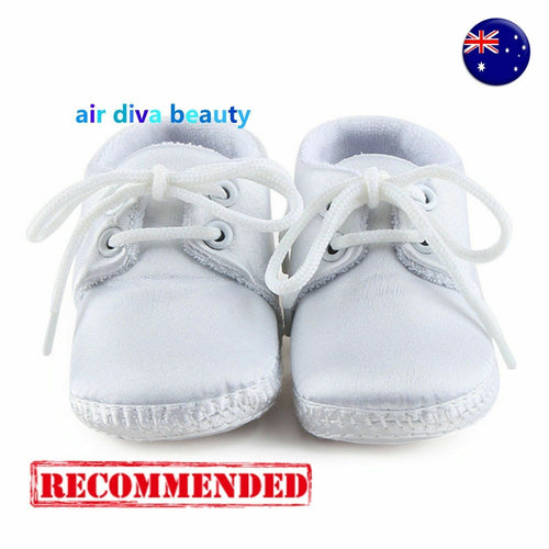 Baby Shower Boy Kid Infant White Christening Wedding Party Satin first Shoes Shoe Lace Design