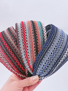 Women Retro Hippie BOHO Crochet Wide Hair Head Band Headband Bandana Style Hoop