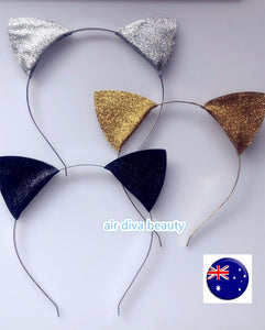 Women Girl Kitty Cat Ears Gold silver Costume Party hair head Band Headband Prop