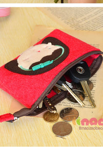 1PC Lions Monkey Cute Cartoon Coin Cosmetic Card phone Case Purse Pouch Bag Red Girl