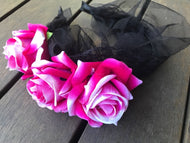 Women Girl Rose Lace Flower Wedding Tiara Prom Crown hair headband Garland PROP Rose Pink headband