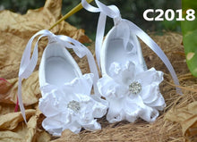 Toddlers kid Baby Christening Shower Gift Ballet White Lace Girl shoes gem 0-2ys