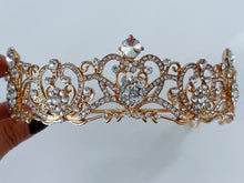 Women Wedding Crystal Heart Gold Silver Metal Tiara Party hair head band Crown