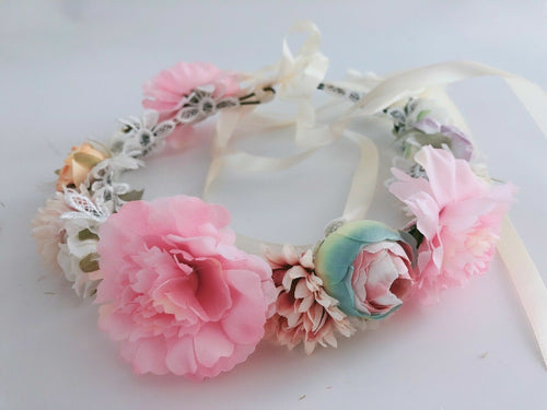 Women Girl Kids colorful Flower Party festival Crown hair head headband Garland